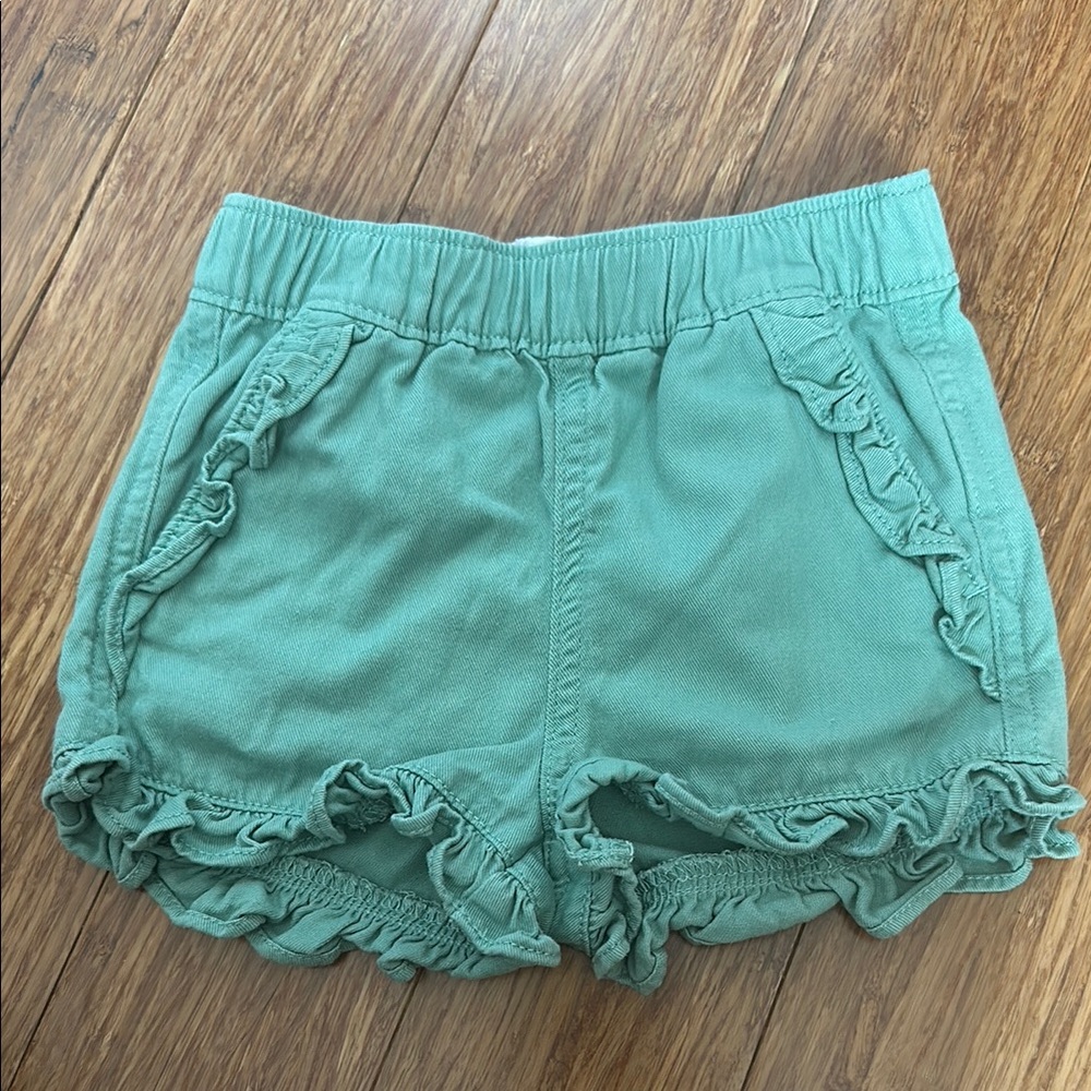 Crewcuts Kids Green Ruffle Shorts